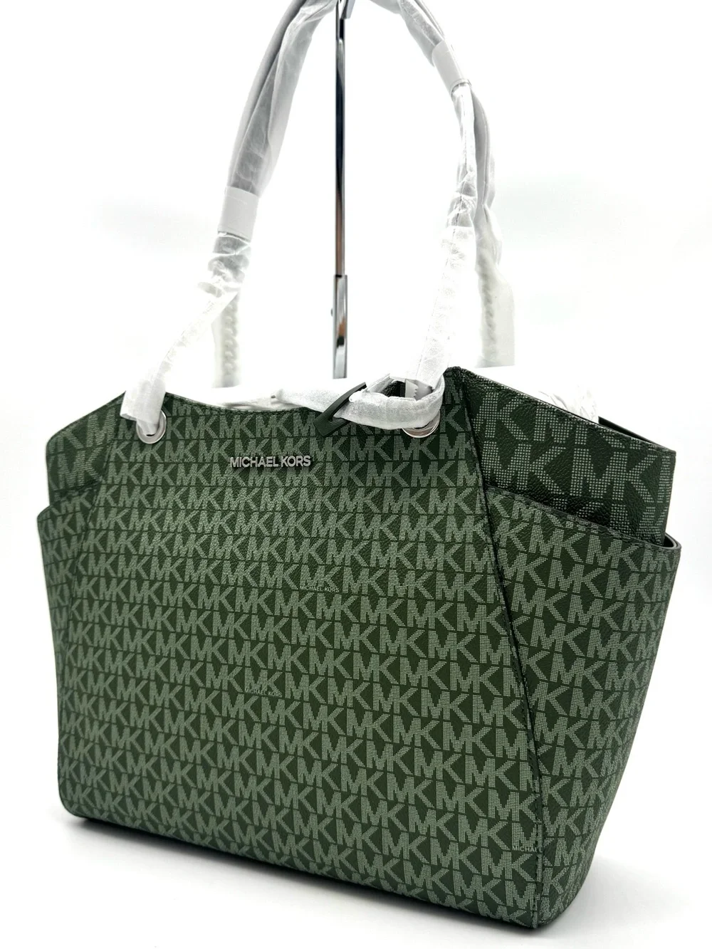 Michael Kors Jet Set Large Signature Logo Shoulder Bag - Amazon Green